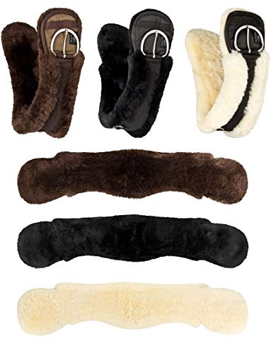 Equinate Western Mondgurt anatomisch echt Lammfell Kurzgurt Sattelgurt Westerngurt 80 cm Schwarz