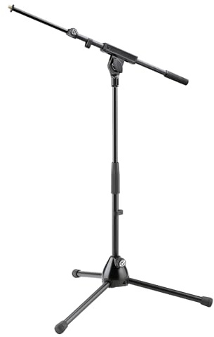 K&M König & Meyer 25977.500.55 Microphone Stand - Adjustable Telescoping 2-Piece Boom Arm - Shorter Low-Level Height with Folding Leg Base - Professional Grade - German Made - Black