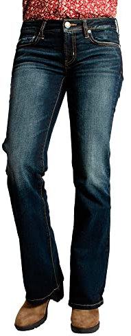 MAGIC SELECT Glockenjeans Bootcut für Damen, Jeans mit Glocke, Dunkelblaue Jeans, Hose mit niedriger Taille (29)