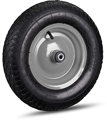 Relaxdays Roue de brouette Caoutchouc 120 kg, Roue de Rechange axe, Caoutchouc essieu 4.80 4.00-8, 3 adaptateurs