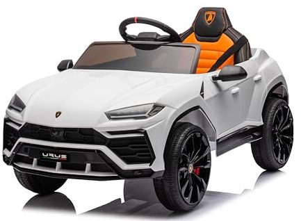 Macchina Elettrica Per Bambini Lamborghini Urus con Sedile in Pelle Auto Elettrica 12V per Bambini Full Optional Bianco