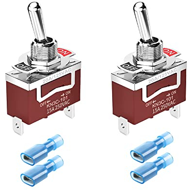 GUUZI 2pcs Interrupteur à Bascule 12VDC 15A/24VDC 10A/125VAC 15A/250VAC 10A Marche/Arrêt 2 Broches 2 Positions SPST Interrupteur à Bascule de Voiture avec Connecteurs de Fil