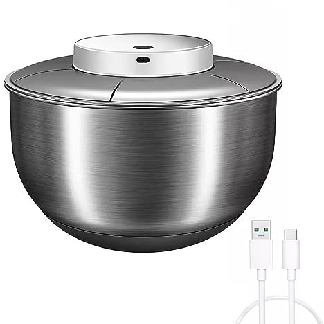 HSTYAIG Automatic Electric Salad Spinner, 5L Type-C Rechargeable Lettuce Spinner Stainless Steel Salad Rotator Lettuce Washer and Spinner Dryer for Salad Greens, Lettuce, Fruits and Vegetables