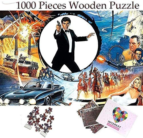 ALKOY Puzzles for Adults 1000 Piece-1000 Pieces of Wooden Puzzle - James Bond Puzzles Famous Movies Jigsaw Puzzle 1000 Pieces for Adults Kids Puzzle Toys Home Decoration-70X50Cm