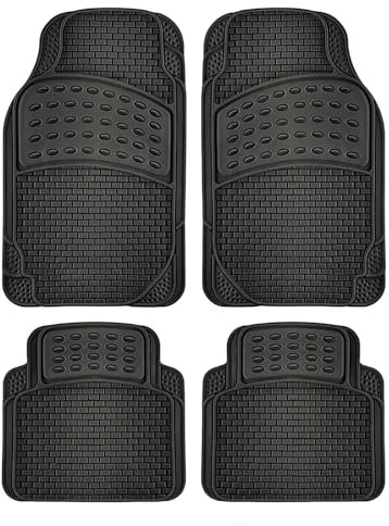 OWIJI Tappetini Auto Gomma Universali Set 4 Pezzi Antiscivolo Abitacolo Sagomabili PVC Plastica Impermeabile Ritagliabile Adattabile