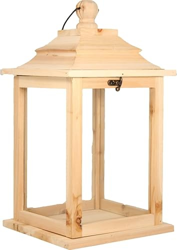 FADEDA Wooden Lantern Natural without Lighting Medium Height 40 cm Hand Painted Detailed Nativity Figures Christmas Table Decoration Nativity Accessories