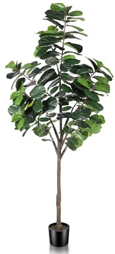 LYERSE 8ft(96in) Fiddle Leaf Fig Tree Artificial - Tall Faux Fiddle Leaf Fig Tree - Fake Fig Plant with Realistic Texture for Indoor Outdoor Modern Home House Office