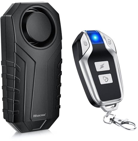 WSDCAM 113dB Loud Anti Theft Vibration Sensor Alarm Systems for Electric Bike Motorcycle Golf Car Trailer Mailbox Garage Door Waterproof Home Security Bike Accessories Bike Alarm with Remote