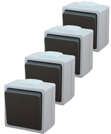 N&L 4x Aus-/ Wechselschalter, IP54, spritzwassergeschützt, 1 Leitungseinführung, grau