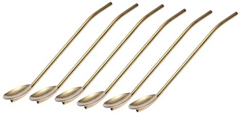 COLLBATH 6 Stück Ovale Trinklöffel Aus Edelstahl Wiederverwendbare Strohhalme Metall-strohhalmlöffel Cocktaillöffel-set Waschbar Und Robust