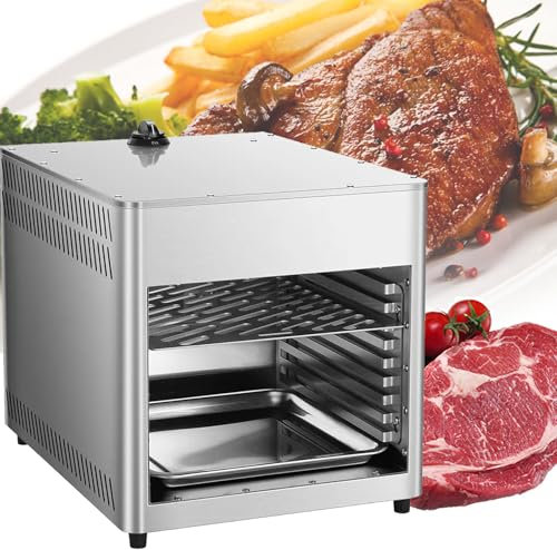 VNATWGOO Commercial Indoor Gas Oven, 800℃ Constant Temperature Stainless Steel Broiler, Adjustable Temperature for Steak, Chicken, Pizza, Vegetables,NPJ003G