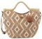 LES TROPEZIENNES PAR M.BELARBI | Sac porté main Heia | Sac femme porté main avec bandoulière taille moyenne brodé en matières naturelles jute coton et cuir | 39 x 25 x 13 cm | Coloris marron