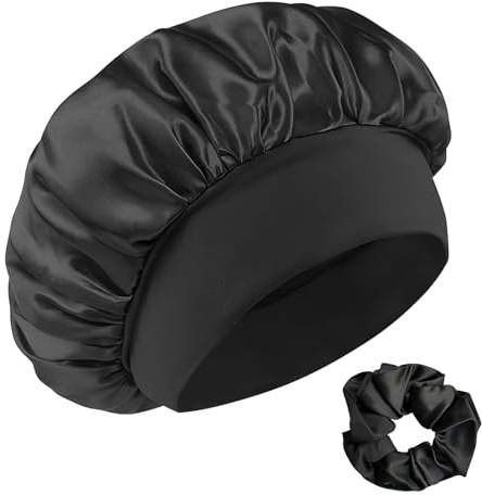 Admygo Bonnet Satin Cheveux Nuit Élastiqués, Protection Cheveux Sommeil, Doux Bonnet Soie Nuit