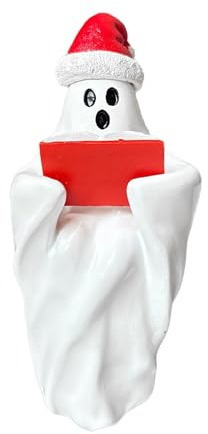 Maodom Figura de libro de lectura de fantasma, figura de fantasma sentado leyendo un libro, lindo Halloween para armario de TV, escritorio, chimenea, hogar, alféizar de la ventana, decoración de