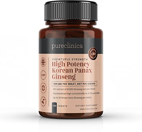 Pureclinica Hochpotenz Korean Panax Ginseng 10.000mg x 180 Tabletten - 6 Monate Vorrat