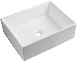 iBathUK Modern Rectangular White Gloss Countertop Ceramic Wash Basin Sink