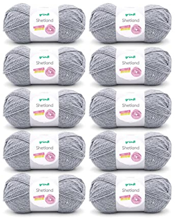 Gründl Wolle Shetland - Dicke Wolle zum Häkeln und Stricken - Winterwolle - Weich und wärmend - 80% Polyacryl, 20% Wolle - 10 Knäuel 100 g / 170 m - Nadelstärke 7-8 - Grau