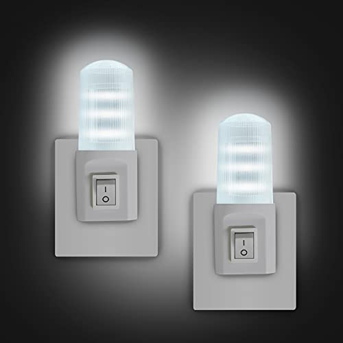 EXTRASTAR Luce Notturna LED, 2 Pezzi Interruttore retrò, Luce fredda Plug-And-Play per Camerette, Soggiorno, Corridoio, Bagno, Cucina, Scale