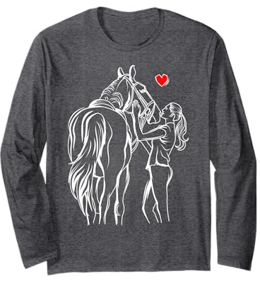 Cheval Amant Chevaux Fille Femmes Équitation Manche Longue