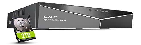 SANNCE Enregistreur vidéo 8CH 5 MP Lite DVR 5 en 1 avec disque dur 2 To, TVI/AHD/CVI/CVBS/IPC Vidéosurveillance Digital Video Enregistreur pour CCTV, caméra de surveillance HDMI VGA