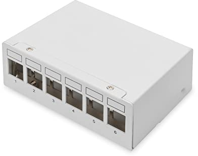 DIGITUS modulär patchpanel - 6 portar - skärmad - montering på stationär dator eller vägg - integrerad kabelhantering - distributionspanel med Keystone-modul - ljusgrå