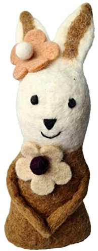 your castle Egg Cosy Rabbit Natural Handmade from Natural Felt, Fair Trade, Easter or Christmas Egg Warmer, Approx. 19 cm H