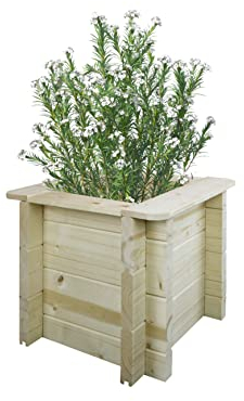 TIMBELA Hochbeet Holz - 38x38xH35 cm - Pflanzkasten für Garten - Kräuterbeet - Blumenkasten Holz - Hochbeet Balkon Garten Terrasse - Solid 28 mm Pine/Spruce Wood M610