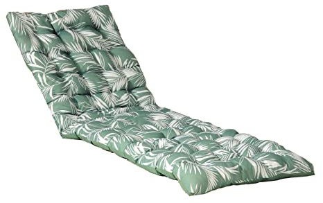 Atout Ciel Cuscino trapuntato bicolore per bagno di sole, lettino in tessuto idrorepellente 190 x 60 cm, 4 varianti, stampa verde/tinta unita verde