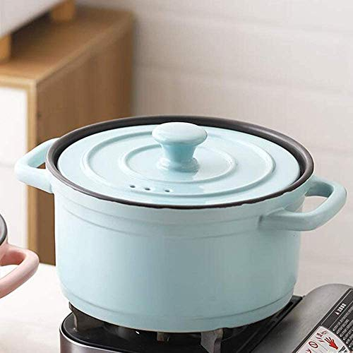 CVNIMV Schmortopf, runder Keramiktopf mit Griff, Kokotte aus Steinzeug, großer Suppentopf, Auflaufform, antihaftbeschichteter Kochtopf, BH-Schmortopf, Tontopf, Ofen f