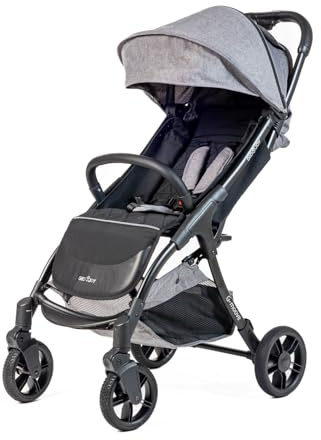 Passeggino G-Moove 0-22 kg. Leggero, Perfetto dalla Nascita - Telaio Nero, Tessuto Grigio