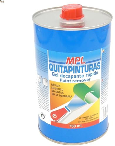 BricoLoco.com Quitapinturas decapante en gel. 750 ml. Decapante pintura, barniz o esmalte en madera, metal, ladrillo, pared, suelo. Acción rápida. Quitar pintura y graffitis en superficies (1 ud.)