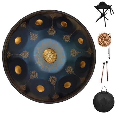 Tamburo Per Lingua Handpan - Tamburo A Percussione In Acciaio, Strumento Per Handpan Da 22 Pollici Mandala Tank Drum Strumento A Percussione In Acciaio Con Borsa Da Viaggio 440 Hz(10Notes)
