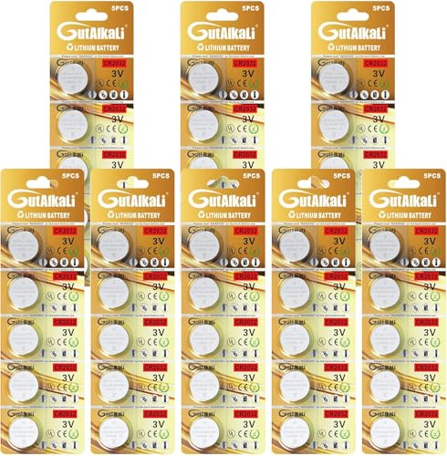 GutAlkaLi CR2032 3V Batterien CR 2032 Knopfzelle 40 Stück Lithium Knopfzellen 3 Volt CR2032