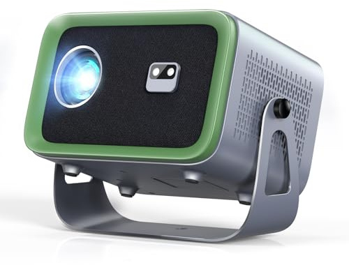 【Automatisk fokus/nyckelsten】4K-projektor med WiFi och Bluetooth, 360° roterande filmprojektor, bärbar projektor med 400 ANSI, utomhusprojektor sista ingripande för telefon/PC/TV