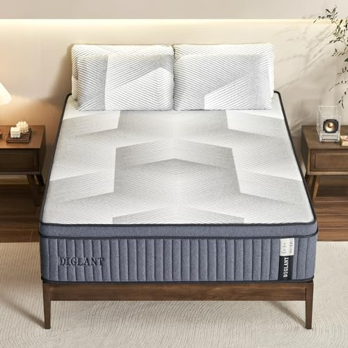 DIGLANT Full Mattress, 14Inch Euro Top Hybrid Mattress, Memory Foam with Pocket Springs, Plush Feel Full Size Mattresses in a Box, Pressure Relief & Edge Support, CertiPUR-US Certified, 54*75