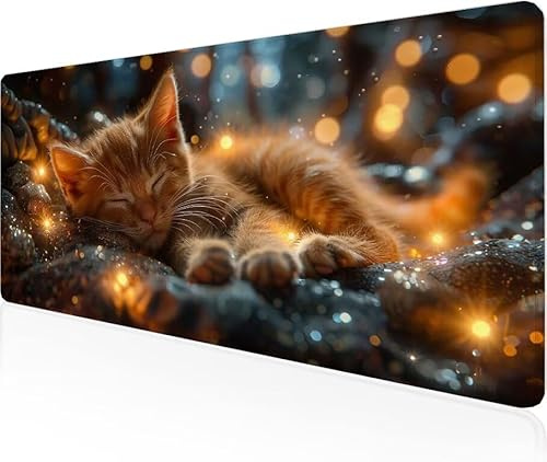 Musmatta kattunge spelmusmatta sten stor skrivbordsmatta 700 x 400 x 3 mm, arbete från hem väsentligheter halkfri gummibas specialtexturerad vattentålig yta slitstark skrivbord matt för laptop Y1-630