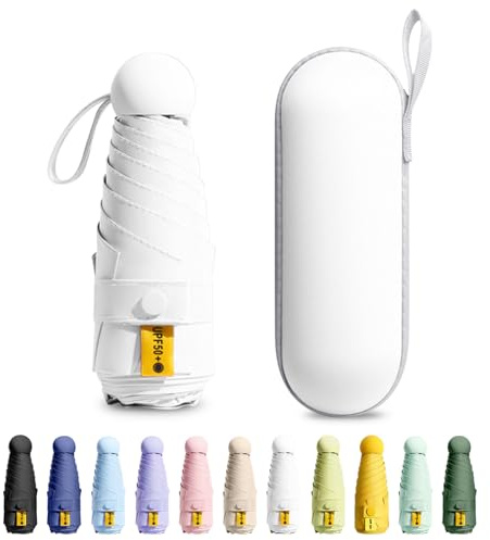 MPXEAVG Mini Umbrella, Paraguas Plegable, Ultraligero, Compacto, Sombrilla portátil, Caja de Paraguas Cápsula, para Hombre y Mujer