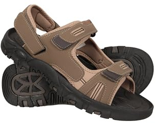 Mountain Warehouse Z4 Mens Sandals - Neoprene Lining Shoes, Hook & Loop Strap, Phylon Midsole Beach Shoes, Suede Upper - For Spring Summer Travelling, Walking Brown 7