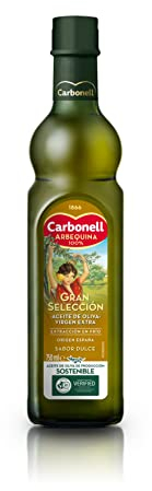 Carbonell Arbequina 100% - Aceite de Oliva Virgen Extra Gran Selección de Aceitunas Arbequina, Origen España, Sabor Dulce, Ideal para Cremas, Arroces y Repostería - Botella de Vidrio de 750 ml