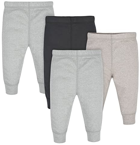 Gerber Baby Boys 4-Pack Pants Infant-and-Toddler-Bloomers, Gray Heather/Black, 0-3 Months US
