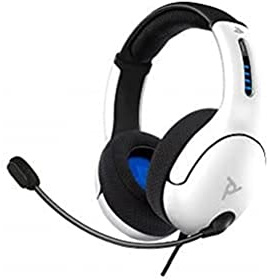 PDP Gaming LVL50 Wired Headset with Mic for Playstation, PS4, PS5 - PC, iPad, Mac, Compatible - Noise Cancelling Microphone, Lightweight, Soft Comfort Over Ear Headphones - White