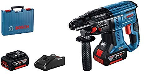 Bosch Professional 18V System Cordless Rotary Hammer GBH 18V-21 (incl. 2x GBA 4.0Ah Batteries, GAL 18V-40 Charger, Machine Cloth, Carrying Case)