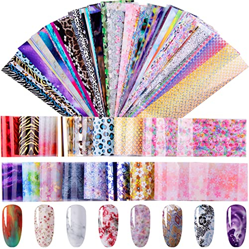 Duufin 200 Blatt Transferfolie Nägel Nail Art Transferfolie Nail Transfer Sticker Nail Art Folie Transfer Nagelfolien Aufkleber Verschiedene Stilrichtungen für DIY Nägel Dekoration