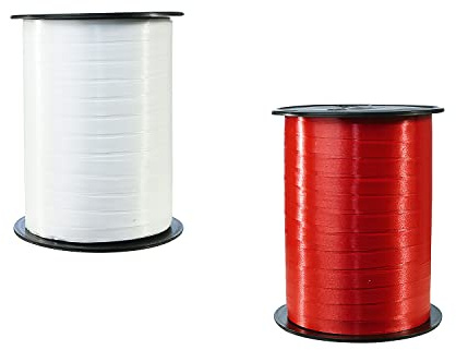 Clairefontaine 601701AMZC - lotto da 2 bobine di nastro liscio - 500mx0,7 cm - imballo regalo, accessorio da decorazione - Rosso/Bianco