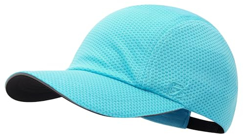 GADIEMKENSD Women's Lightweight Running Hat Breathable Summer Cap Womens Quick Dry Sports Hat with Reflective Brim Ponytail Hats for Golf Hiking Tennis Workout Gym Sky Blue