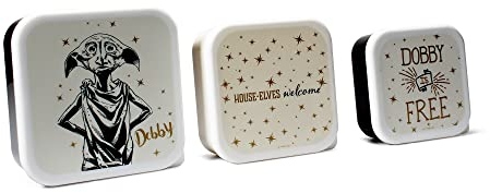 Harry Potter Half Moon Bay Bento Lunch Box for Kids & Adults Lunch Box | Set of 3 Food Containers with Lids | Dobby Lunch Box