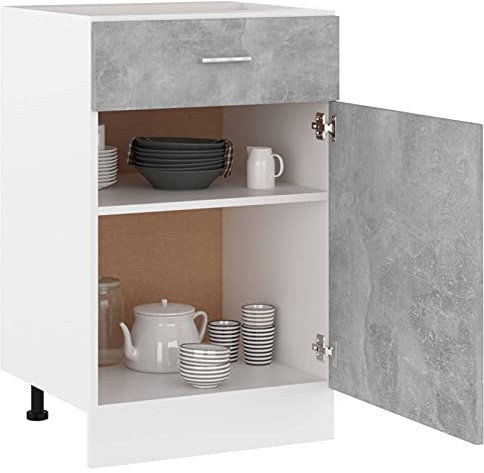 Keketa Armario Inferior Cajón Cocina Madera Contrachapada Armario Cocina para Guardar Cuencos, Platos, Ollas y Otros Electrodomésticos de Cocina Gris Hormigón 50x46x81,5cm