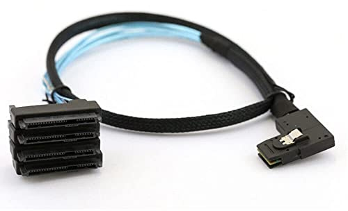 Allowish Mini SAS SFF-8087 höger till 4 portar SAS SFF-8482 serveranslutning kabel (0,5 m, svart)