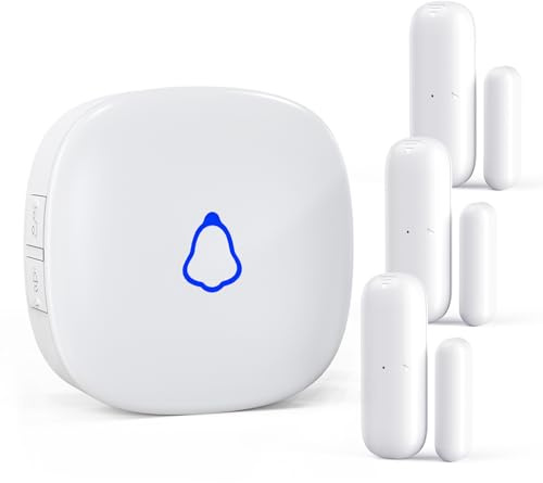 Door Chime, Wireless Door Open Contact Sensor Alarm with 500 FT Range, 58 Chimes and 5 Volume Levels for Business/Store/Home/Office When Entering, 3 Transmitter + 1 Plug-in Receiver (White)