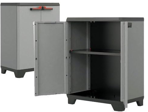 Armario con cerradura bajo de resina, 1 estante y 2 puertas Basic Keter